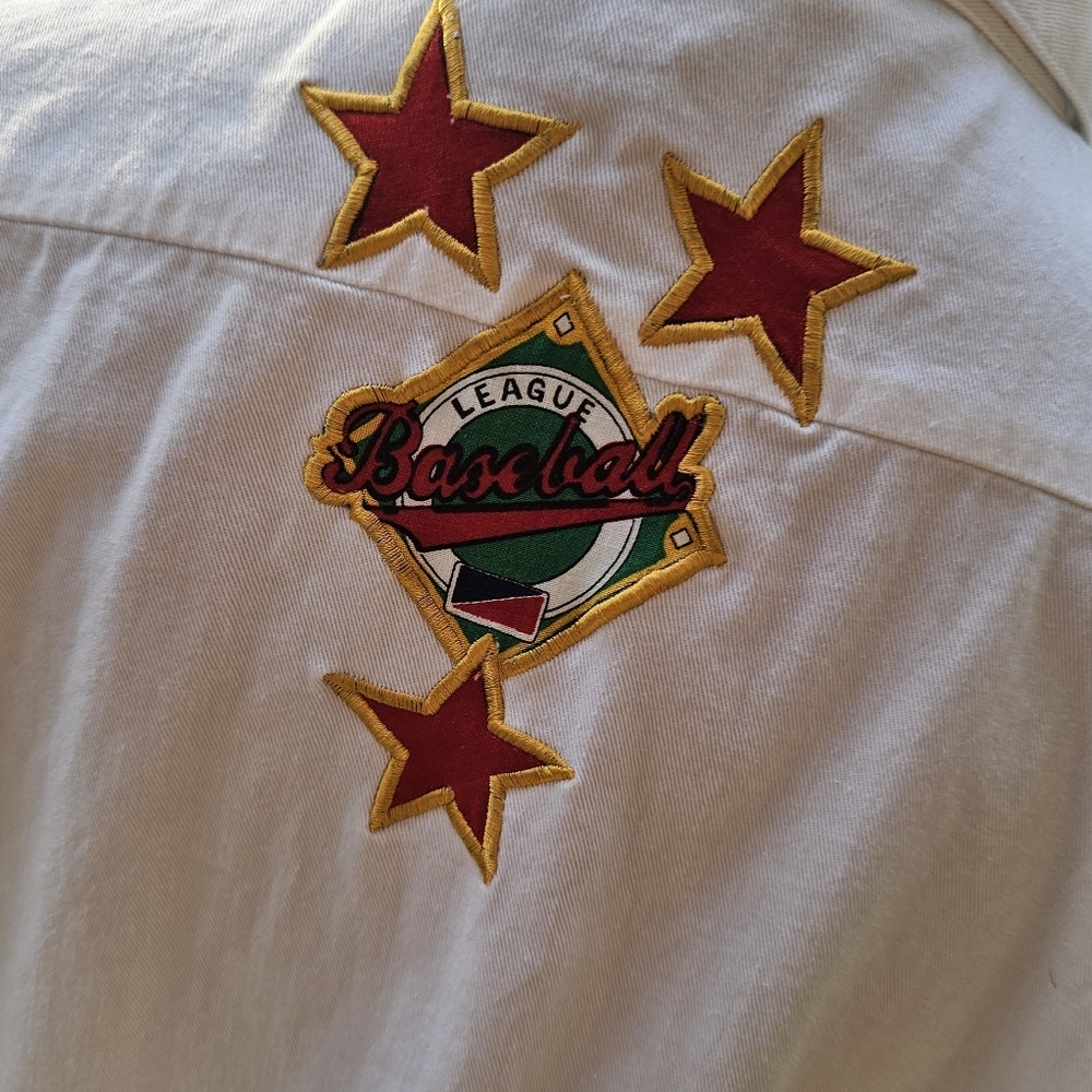 The Quacker Factory Baseball Themed White Button Up Shirt Size Large Vintage - Picture 7 of 8